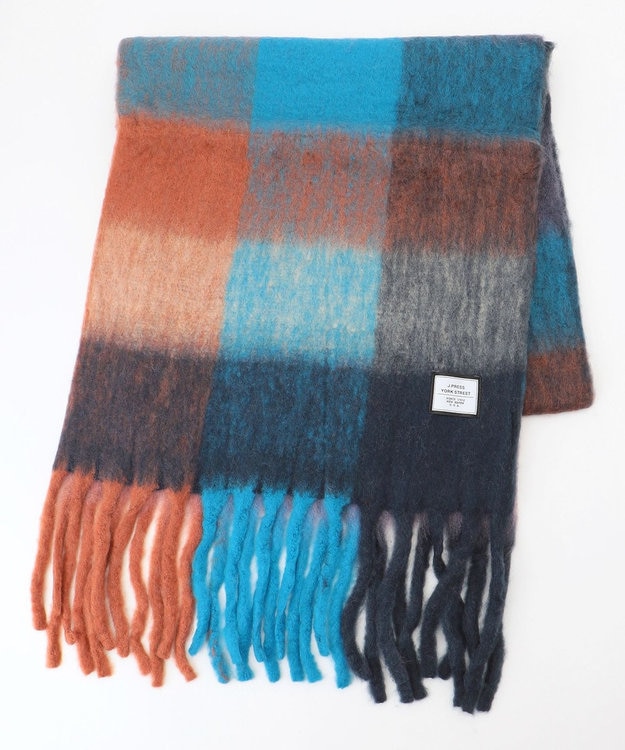 J.PRESS YORK STREET 【UNISEX】チェック シャギーストール/マフラー ブルー系3