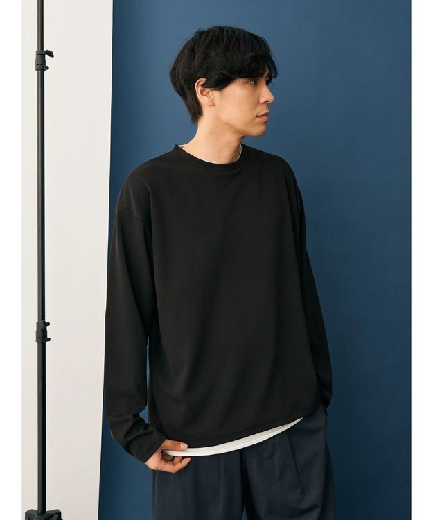 CRAFT STANDARD BOUTIQUE 梨地カットフェイクレイヤードＬ／Ｓ　ＴＥＥ Black