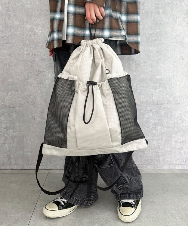 WEGO 【ユニセックス着用ITEM】メッシュポケットナップサック グレーその他