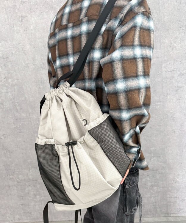 WEGO 【ユニセックス着用ITEM】メッシュポケットナップサック グレーその他