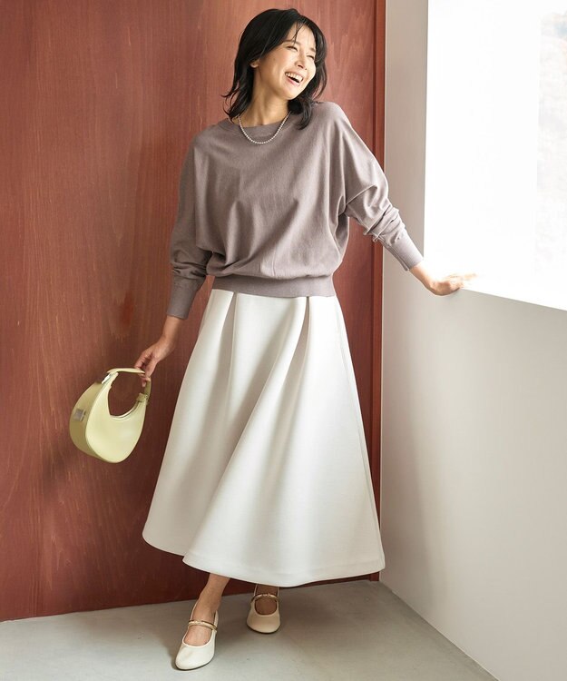UNFILO L 【VERY×UNFILOコラボ】BEAUTY FORM JERSEY+ ボリューム フレアスカート グレージュ