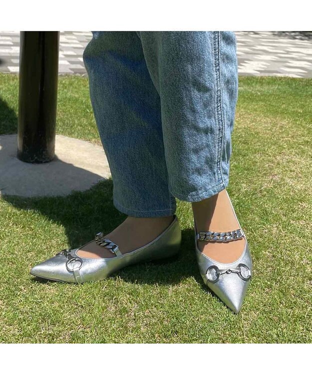 MODE ET JACOMO <MODE ET JACOMO>ポインテッドトゥメリージェーンパンプス シルバー