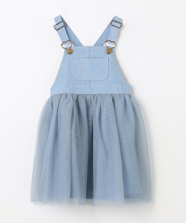 ANY KIDS チュール付き ジャンパースカート デニムブルー