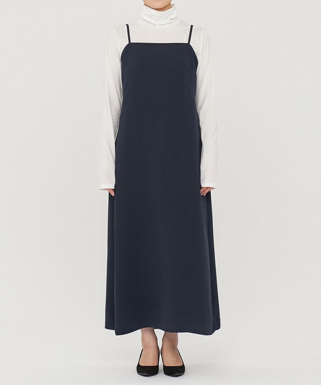 uncrave 【防シワ・洗濯機洗い可】ウォッシャブルダブルクロス キャミワンピース（uncrave STANDARD） ネイビー