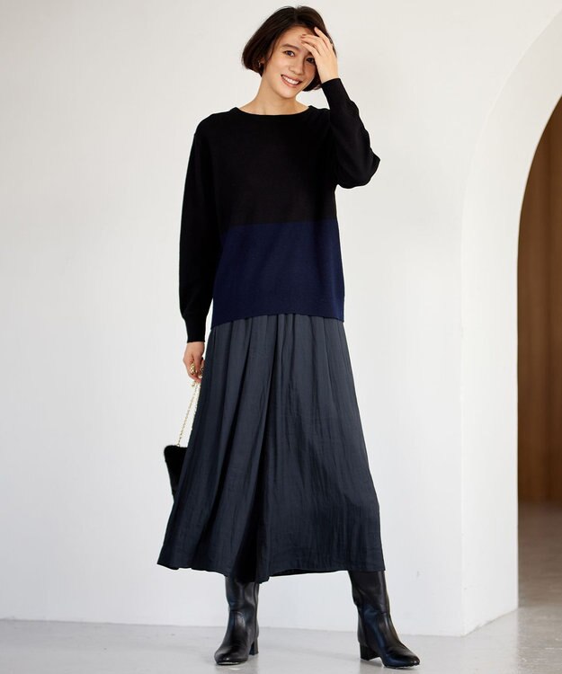 自由区 S 【WEB限定・ウエストゴム・長さ調整可・洗える】ビンテージツイル ギャザーパンツ ネイビー