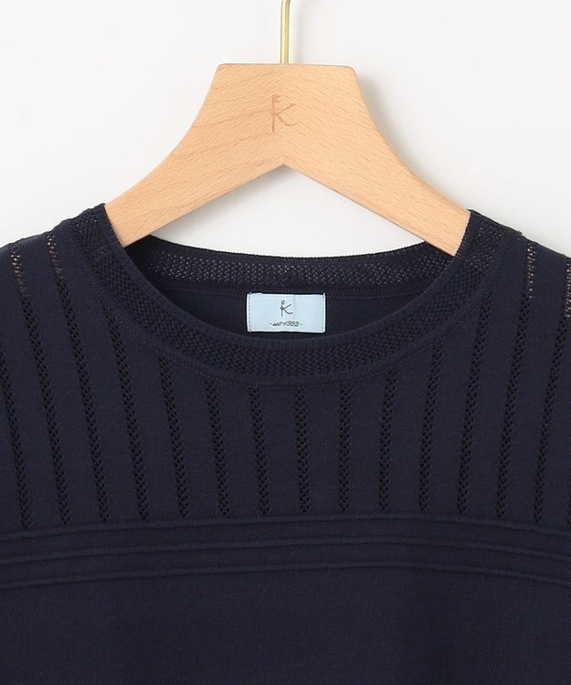 組曲 S 透かし柄 ニットプルオーバー ネイビー系