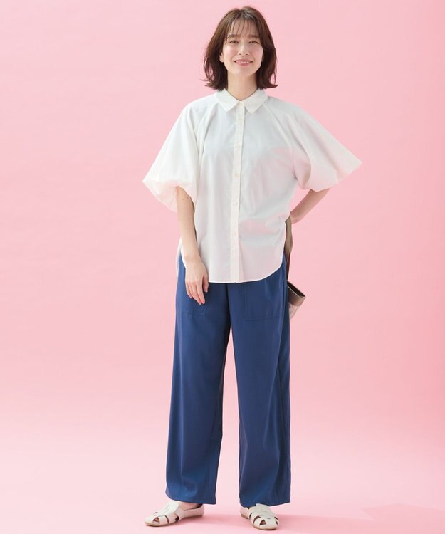 ANY 【新色追加/洗濯機可/ウエストゴム/接触冷感/UVケア/6色展開】清涼リラックスパンツ ブルー