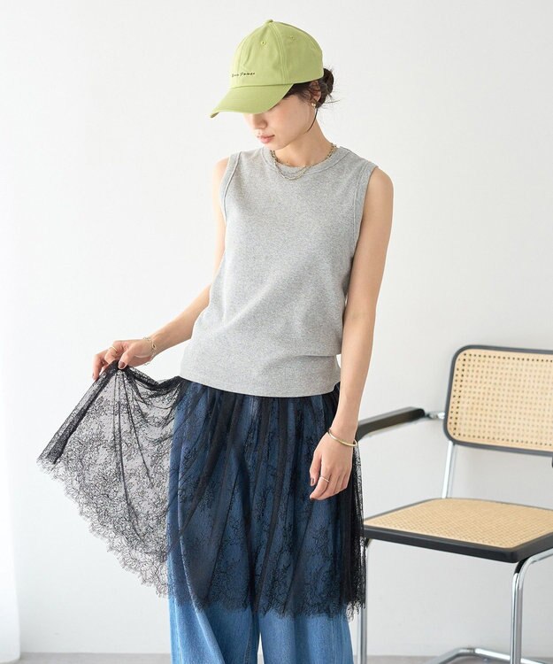 earth music&ecology チュールヘムキャミソール Black