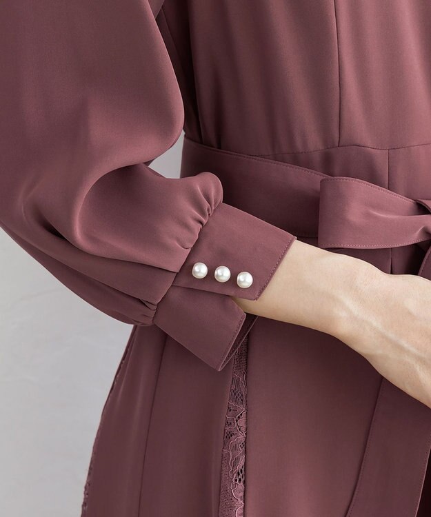 Tiaclasse L 【洗える】レース切り替えフレアワンピース ピンク