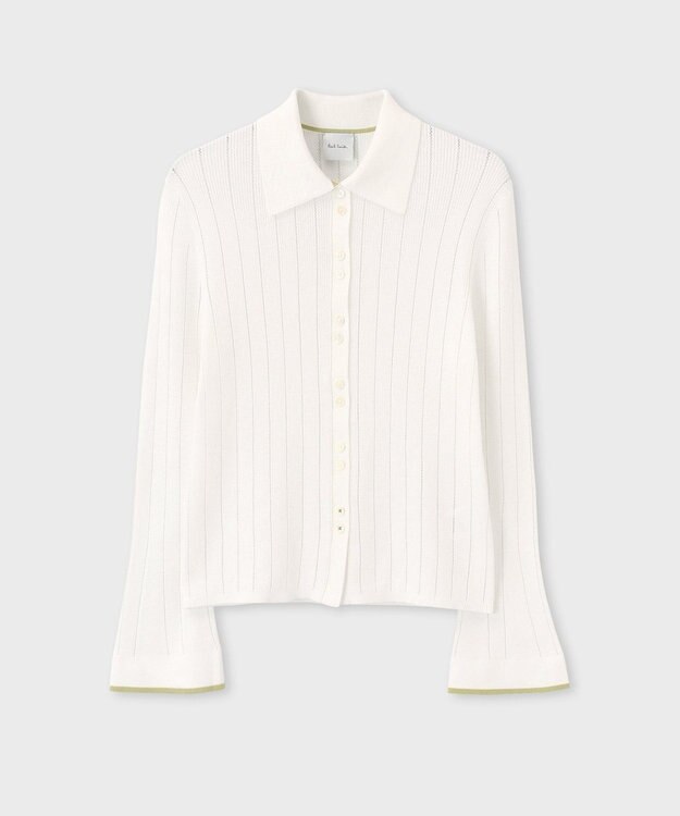 Paul Smith 【洗える】リブアイレット カーディガン オフホワイト