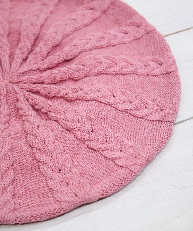 石田製帽 オーガニックコットン アラン編みベレー ピンク