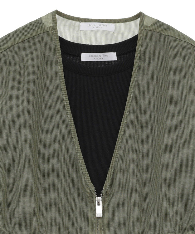 Green Parks ＳＥＴ２点シアーナイロンベスト＋リブワンピース Black