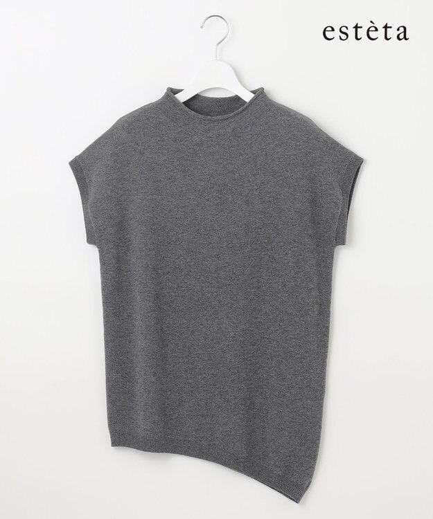 23区 L 【エステータ】マーセライズドウールカシミヤ アシンメトリー ニット グレー系