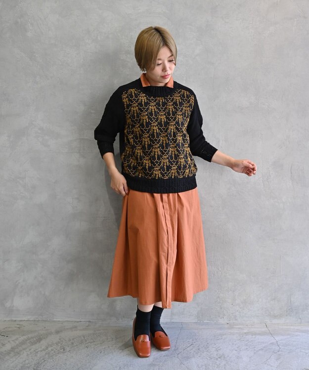 muuc 〈遠州織物で織られた上質なコットン生地〉フレンチスリーブのシャツワンピース ブラウン