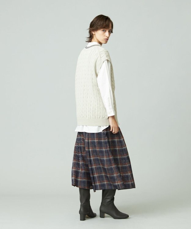 J.PRESS YORK STREET 【UNISEX】コットンケーブルチルデン ニットベスト ベージュ系