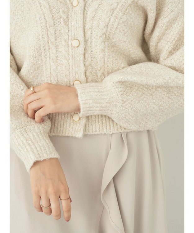 earth music&ecology ラメスラブニットカーディガン Off White