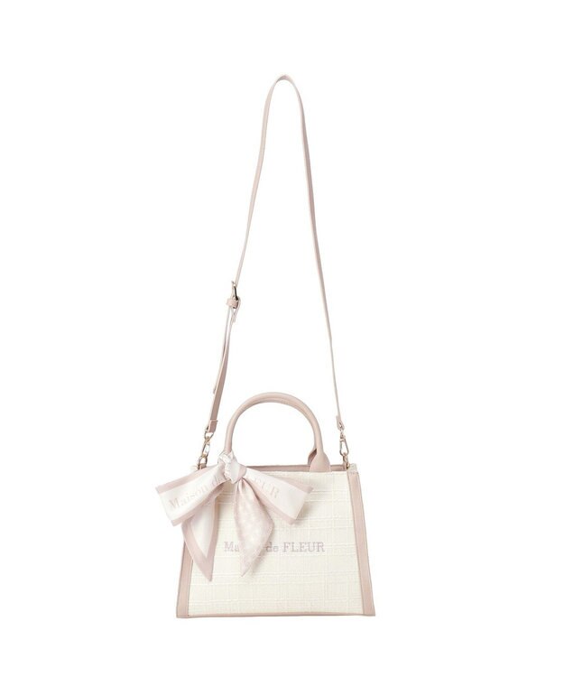 Maison de FLEUR スカーフ付きツイード2Wayバッグ Pink