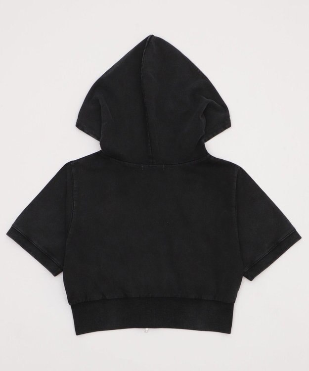 WEGO ヴィンテージウォッシュロゴ半袖パーカー スミクロ