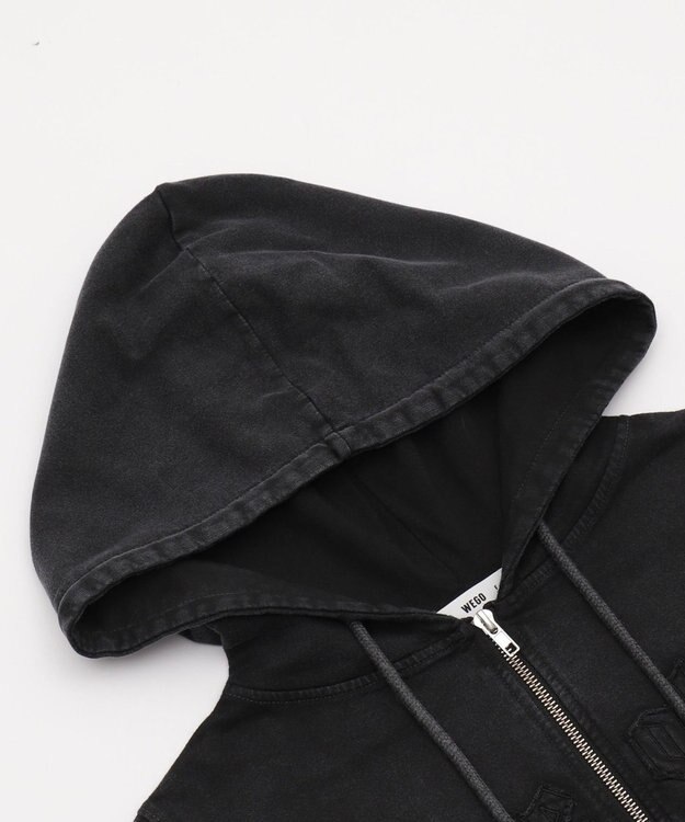 WEGO ヴィンテージウォッシュロゴ半袖パーカー スミクロ