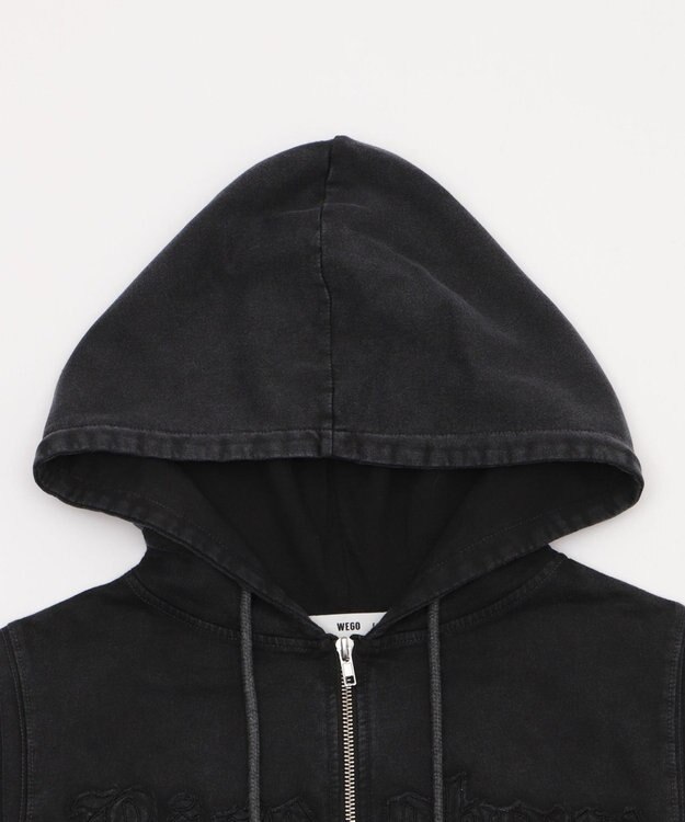 WEGO ヴィンテージウォッシュロゴ半袖パーカー スミクロ