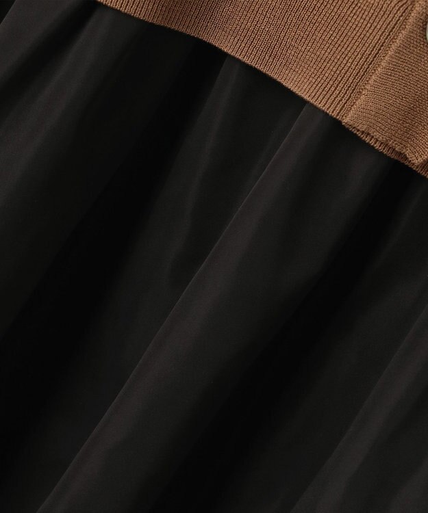 自由区 L 【人気異素材コンビの最新作・前後着用可】タフタコンビ ワンピース ブラウン×ブラック