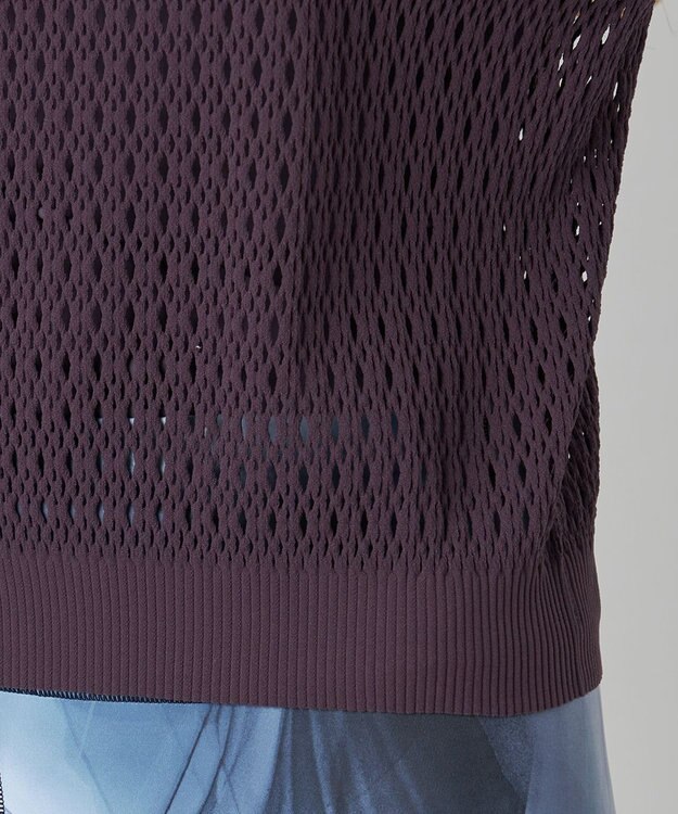 Chacott Chacott BALANCE【ノーソイングニット】メッシュニット半袖プルオーバー ブラックベリー