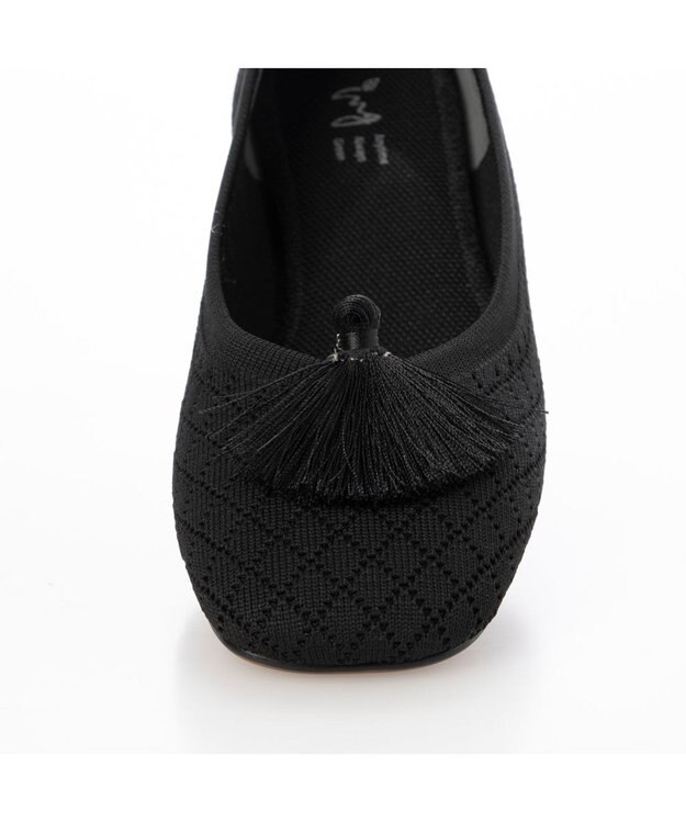 ing <ing>【サステナブル】２WAYスクエアトゥニットパンプス ブラック