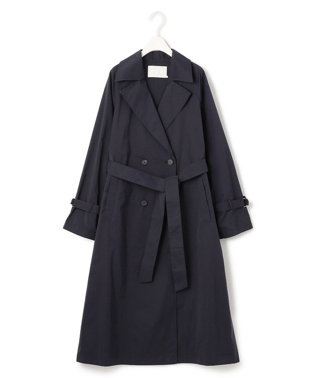 ICB 【撥水加工】 メモリーストレッチタフタ トレンチコート ネイビー系