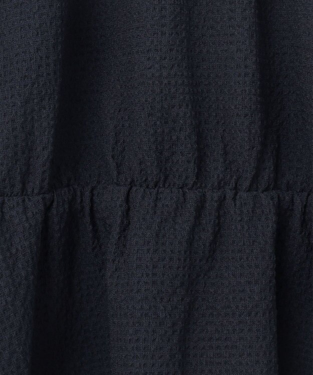 Feroux 【洗える】パフスリーブチュニック ブラウス ネイビー系