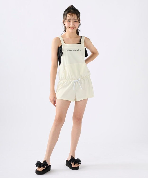 OP／FILA 【repipi armario】サロペット付き水着 3点セット オフホワイト