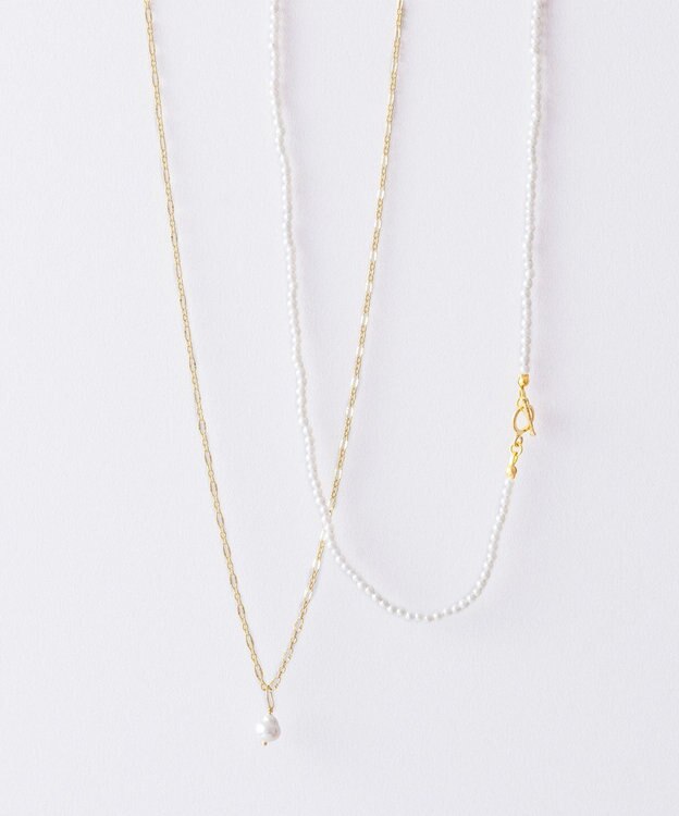 Pisceans ベビーパール&デザインチェーン2setネックレス マットゴールド