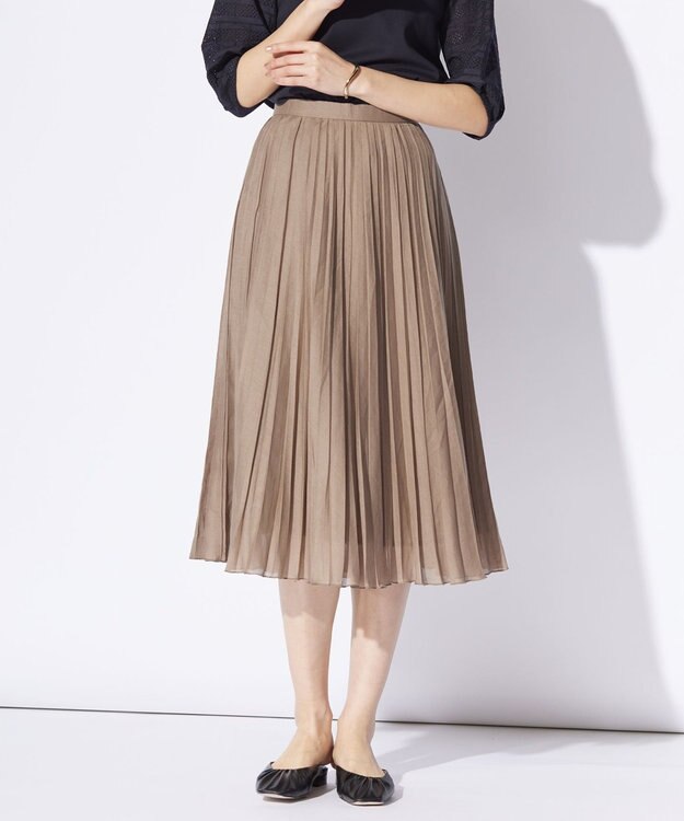J.PRESS LADIES L ラミータンブラー プリーツ スカート モカ系