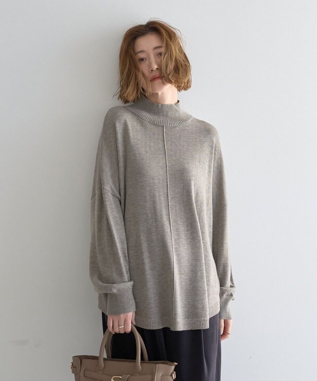 YECCA VECCA 裾ラメMIXラウンドヘムニット Gray Beige