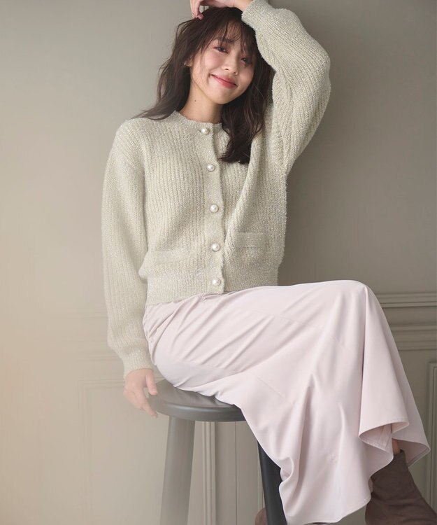 Feroux 【洗える】シュリンクマーメイド スカート ベージュ系