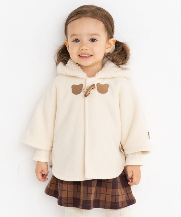 MIKI HOUSE HOT BISCUITS お耳付きボアフリース ダッフルマントギフトセット【BOX付き】 アイボリー