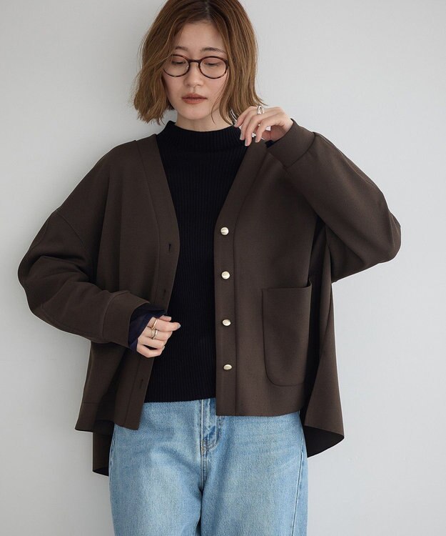 YECCA VECCA 金釦カットジョーゼットカーディガン Brown