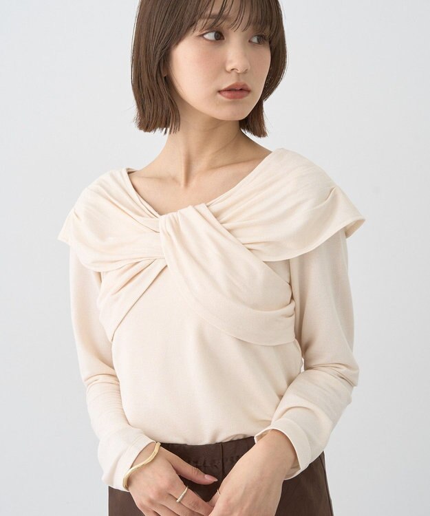 earth music&ecology リボンライクドレーププルオーバー Ivory
