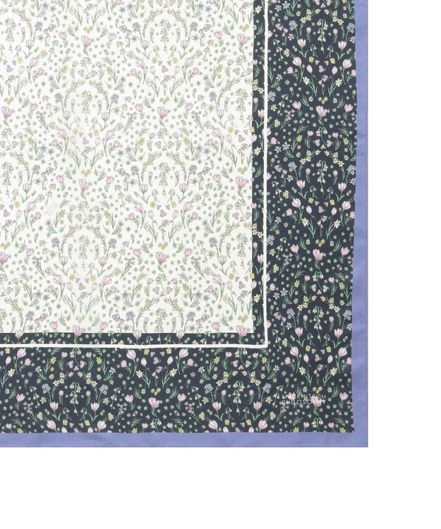 MOONBAT 【シルク100%】MACKINTOSH PHILOSOPHY(マッキントッシュ フィロソフィー）小花柄 シルクプリントスカーフ 日本製 68cm×68cm  UV対策 ネイビーブルー