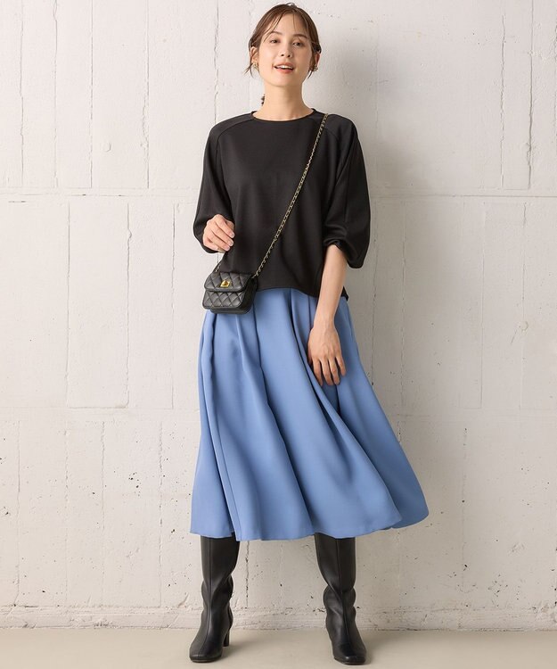 組曲 【洗える・4色展開】ウーステッドライクギャバ スカート ブルー系
