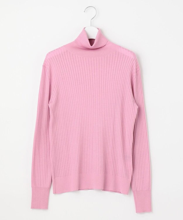 自由区 L 【洗える】カシミヤシルクブレンド タートルネックニット (検索番号:JJ47) ピンク系