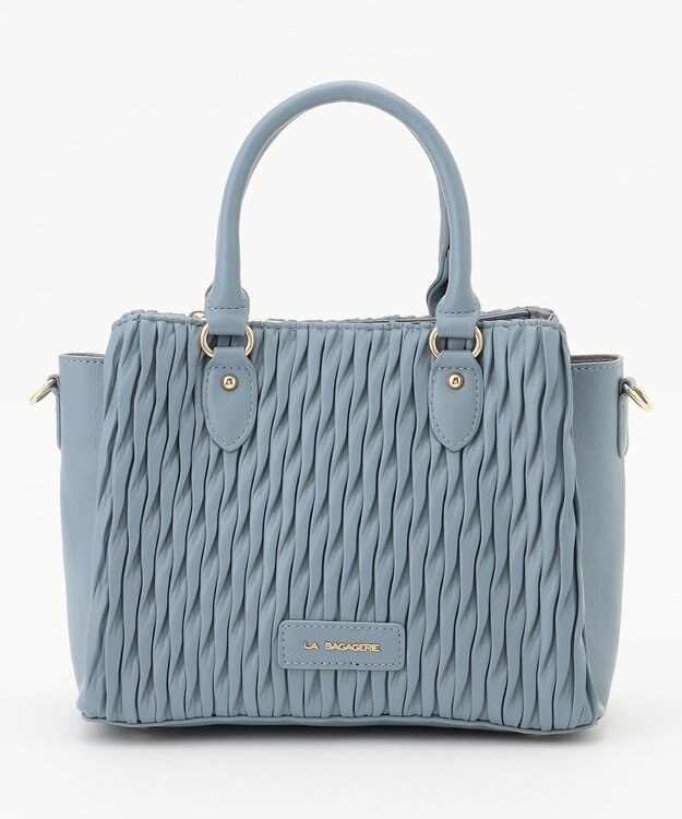 LA BAGAGERIE ランダムプリーツ2WAYハンドバッグ ライトブルー