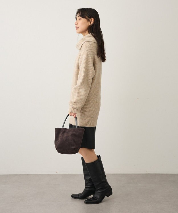 CRAFT STANDARD BOUTIQUE ハーフジップローゲージニットチュニック Beige Mixture