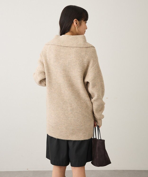CRAFT STANDARD BOUTIQUE ハーフジップローゲージニットチュニック Beige Mixture