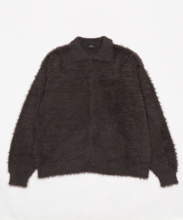 WEGO 【ユニセックス着用ITEM】フェザーニットボタンシャツ ブラック中濃色