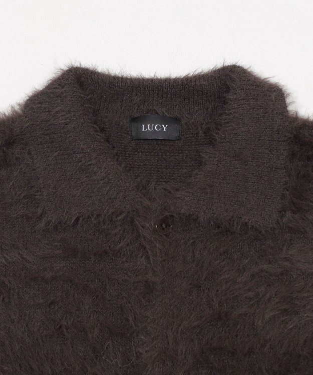 WEGO 【ユニセックス着用ITEM】フェザーニットボタンシャツ ブラック中濃色