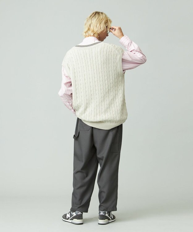 J.PRESS YORK STREET 【UNISEX】コットンケーブルチルデン ニットベスト ベージュ系