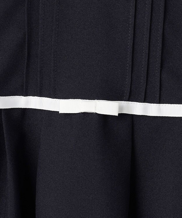 ANY KIDS 襟付き リボン 長袖ワンピース ネイビー