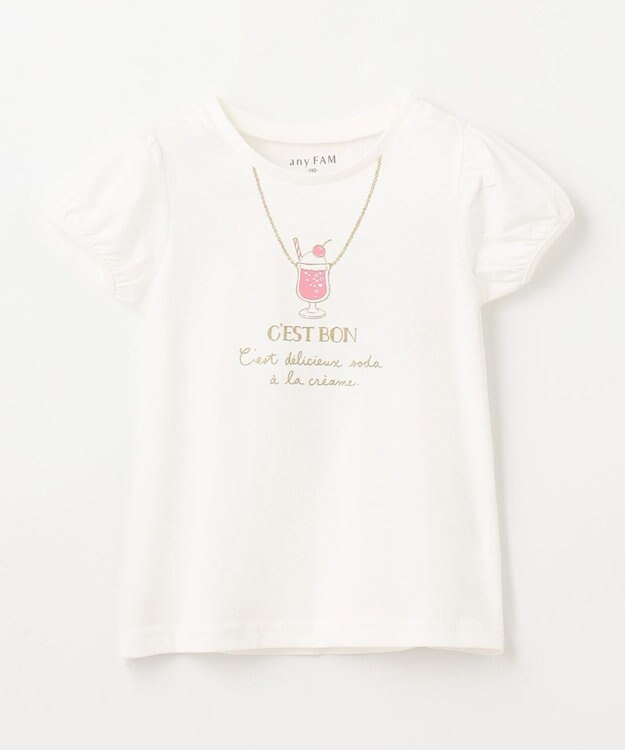 ANY KIDS 【WEB限定】7days プリント 半袖 Tシャツ オフホワイト×ネックレス