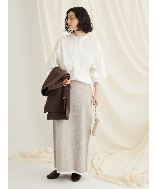 CRAFT STANDARD BOUTIQUE パールボタンピコフリルブラウス Off White