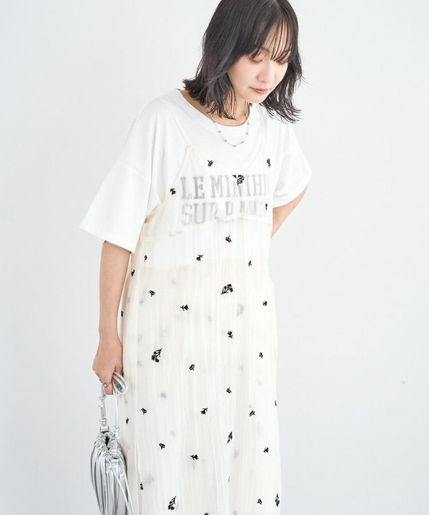 Green Parks 花柄刺繍キャミワンピース Ivory